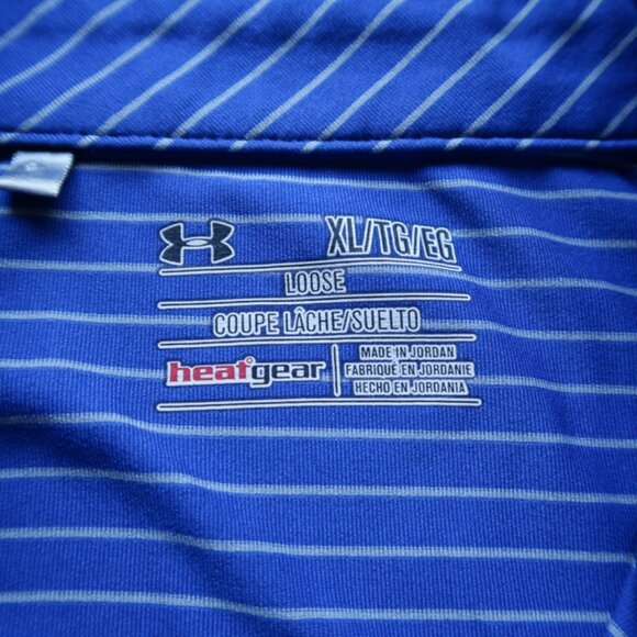 Spyglass Hill Under Armour Blue Striped Stretch Polo (L) ⛳️ ⛳️ - Picture 8 of 8